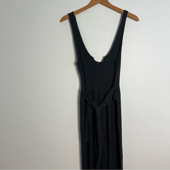 Out From Under for Urban Outfitters Black Waffle Knit Tie Back Jumpsuit Size S - Picture 3 of 13